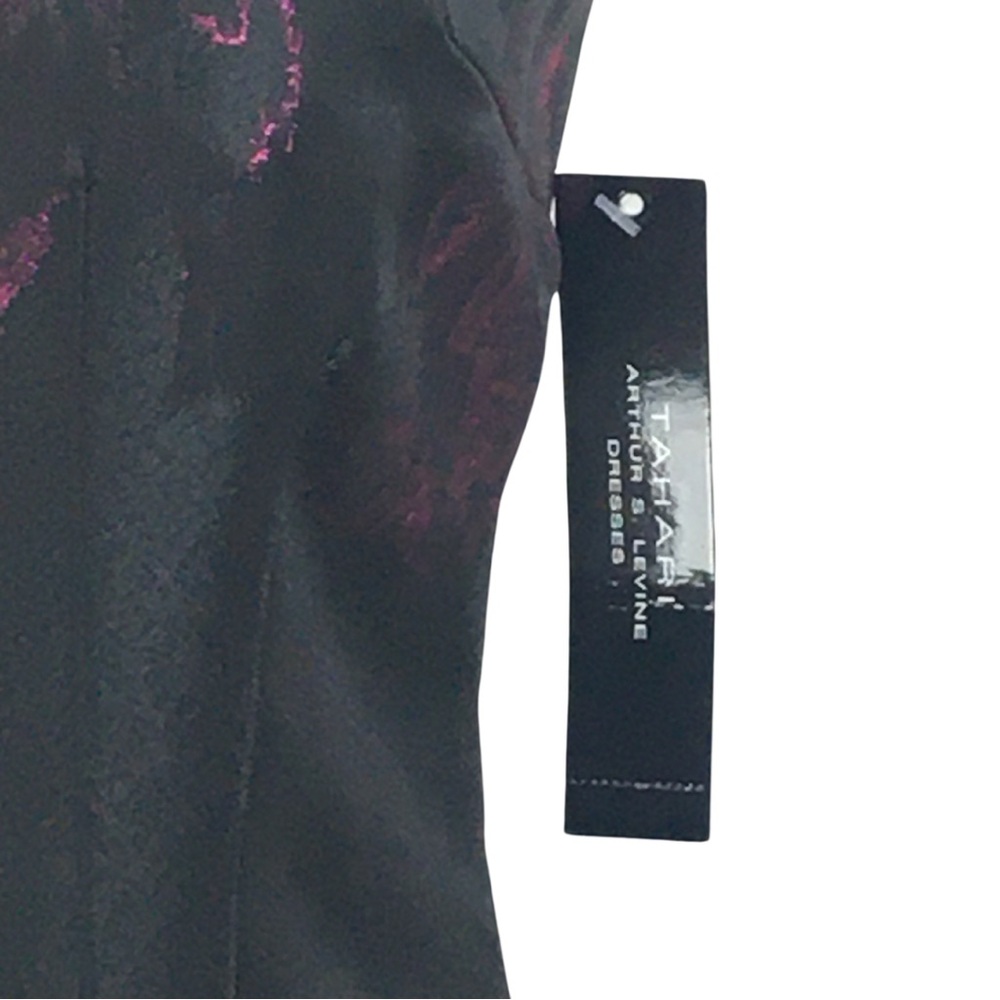 Tahari Black Pink Floral Jacquard Sleeveless High Neckline Sheath Dress size 12 - Picture 13 of 16